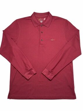 Greg Norman Play Dry Golf Burgundy Polo Shirt Long Sleeve Mens Size Medium